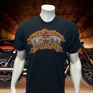 Harley Davidson Motorcycles Tampa, Florida Black Poker Graphic T-Shirt Large